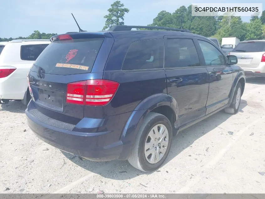 2017 Dodge Journey Se VIN: 3C4PDCAB1HT560435 Lot: 39803508