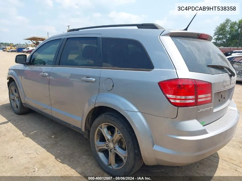 2017 Dodge Journey Se VIN: 3C4PDCAB9HT538358 Lot: 40012507