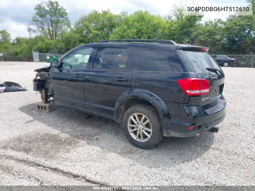 2017 Dodge Journey Sxt Awd VIN: 3C4PDDBG6HT512610 Lot: 40045757