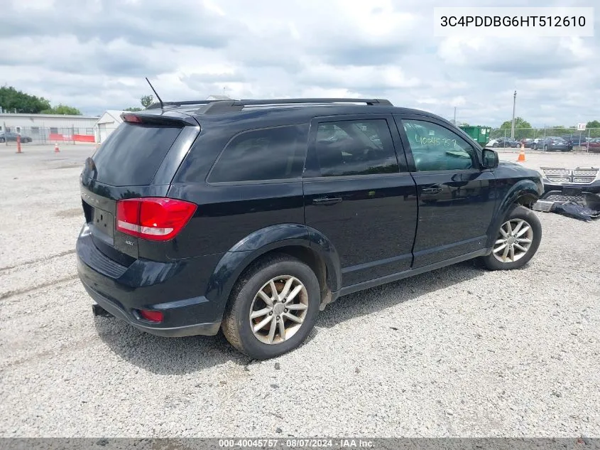 2017 Dodge Journey Sxt Awd VIN: 3C4PDDBG6HT512610 Lot: 40045757