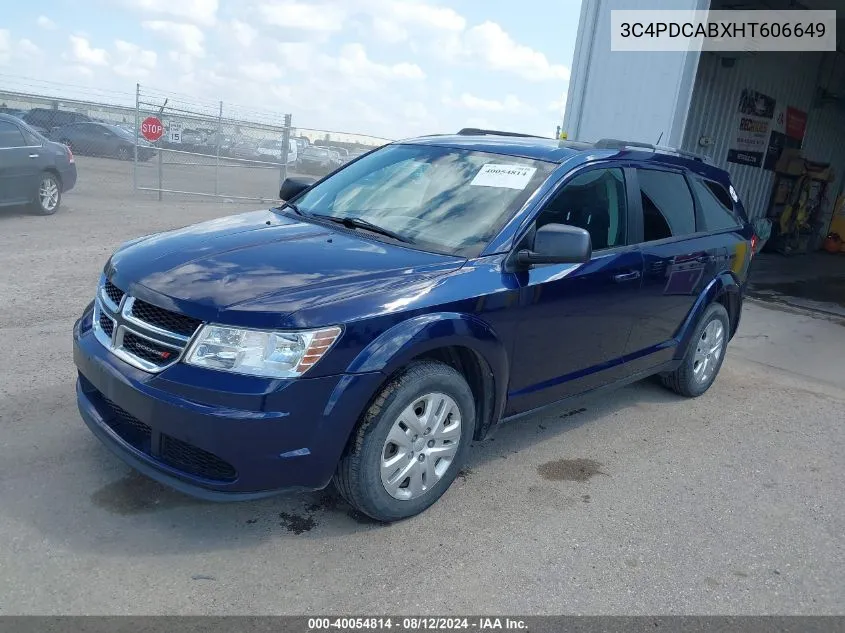 2017 Dodge Journey Se VIN: 3C4PDCABXHT606649 Lot: 40054814