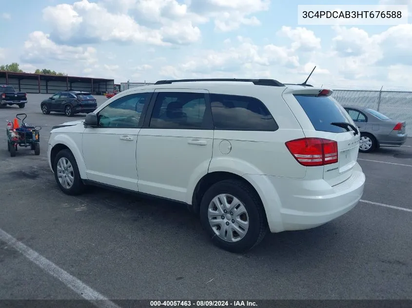 2017 Dodge Journey Se VIN: 3C4PDCAB3HT676588 Lot: 40057463