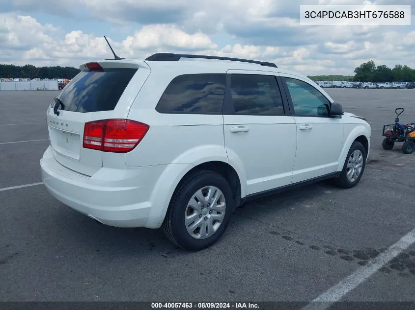 2017 Dodge Journey Se VIN: 3C4PDCAB3HT676588 Lot: 40057463