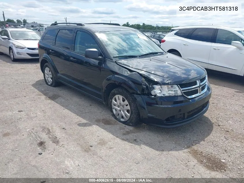 2017 Dodge Journey Se VIN: 3C4PDCAB3HT581318 Lot: 40062615