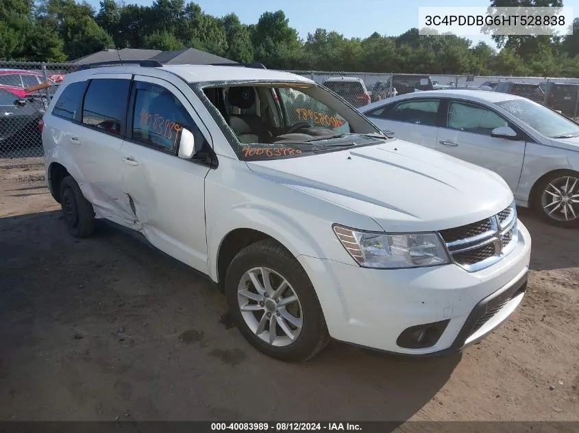 2017 Dodge Journey Sxt Awd VIN: 3C4PDDBG6HT528838 Lot: 40083989