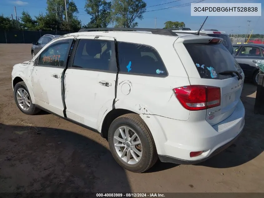 2017 Dodge Journey Sxt Awd VIN: 3C4PDDBG6HT528838 Lot: 40083989