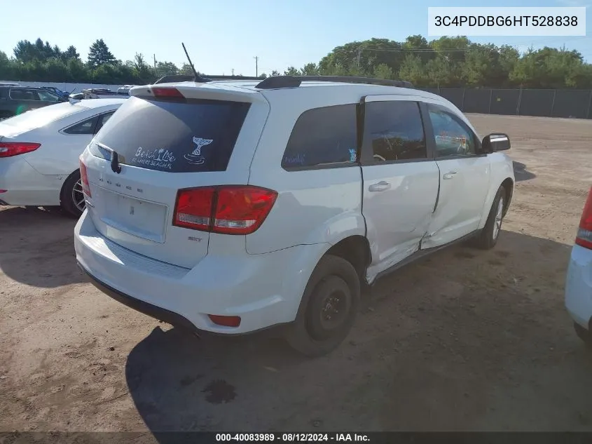 2017 Dodge Journey Sxt Awd VIN: 3C4PDDBG6HT528838 Lot: 40083989