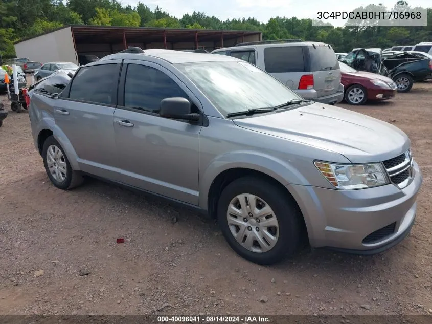 2017 Dodge Journey Se VIN: 3C4PDCAB0HT706968 Lot: 40096041