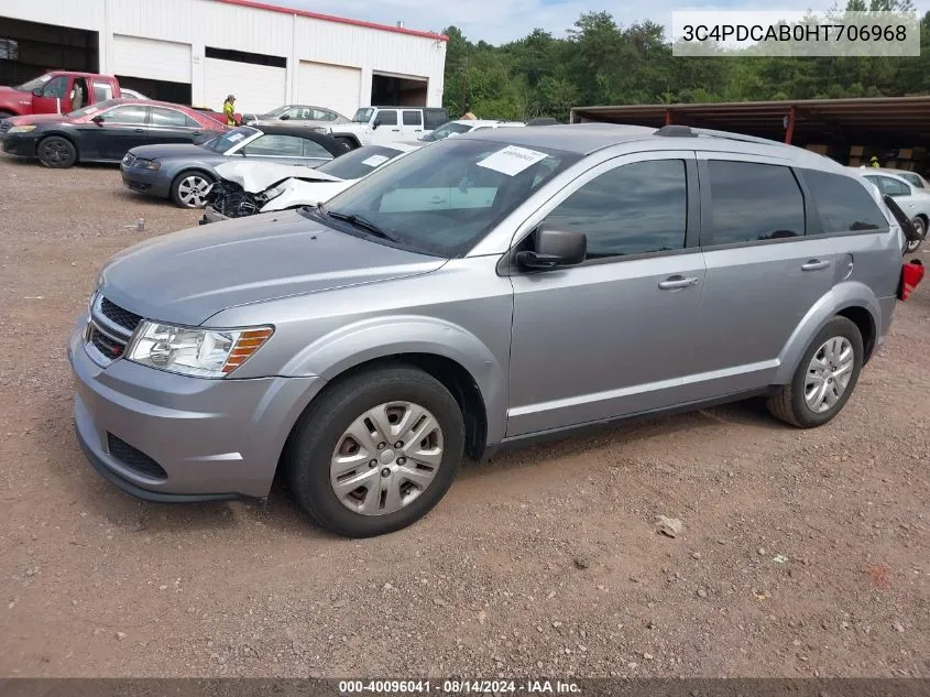 2017 Dodge Journey Se VIN: 3C4PDCAB0HT706968 Lot: 40096041