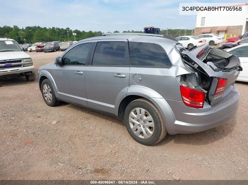 2017 Dodge Journey Se VIN: 3C4PDCAB0HT706968 Lot: 40096041