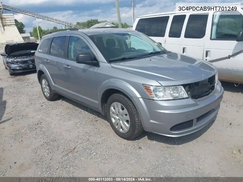 2017 Dodge Journey Se VIN: 3C4PDCAB9HT701249 Lot: 40112003