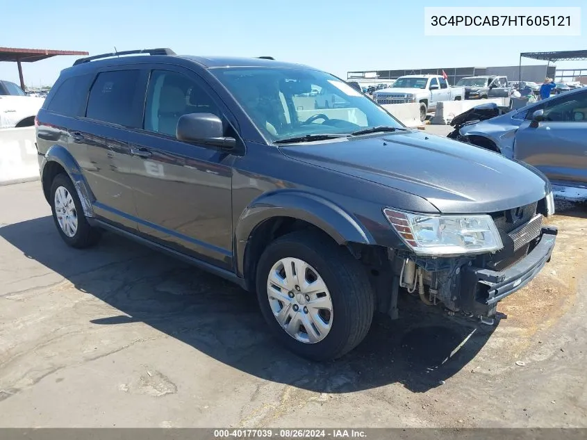 2017 Dodge Journey Se VIN: 3C4PDCAB7HT605121 Lot: 40177039