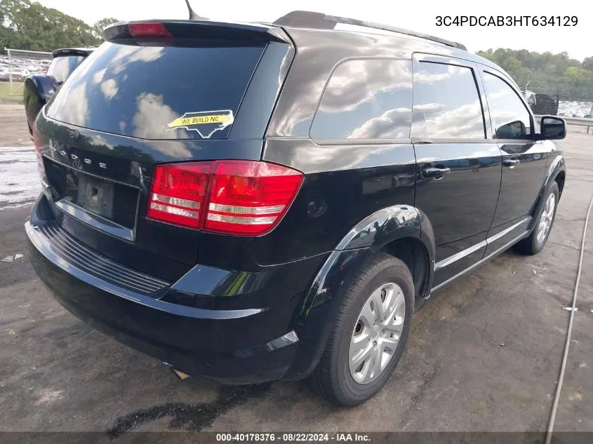 2017 Dodge Journey Se VIN: 3C4PDCAB3HT634129 Lot: 40178376