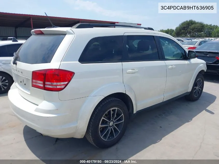 2017 Dodge Journey Se VIN: 3C4PDCAB9HT636905 Lot: 40179193