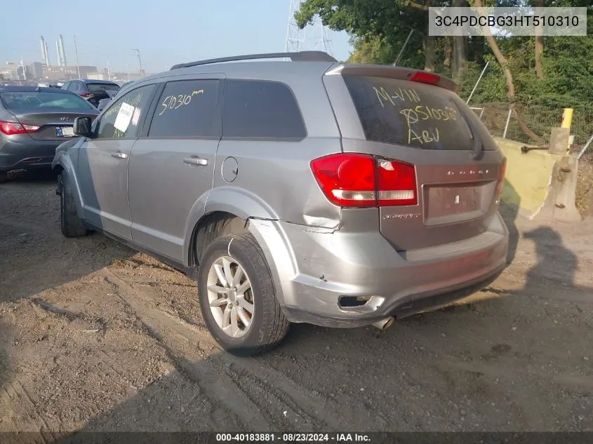 2017 Dodge Journey Sxt VIN: 3C4PDCBG3HT510310 Lot: 40183881