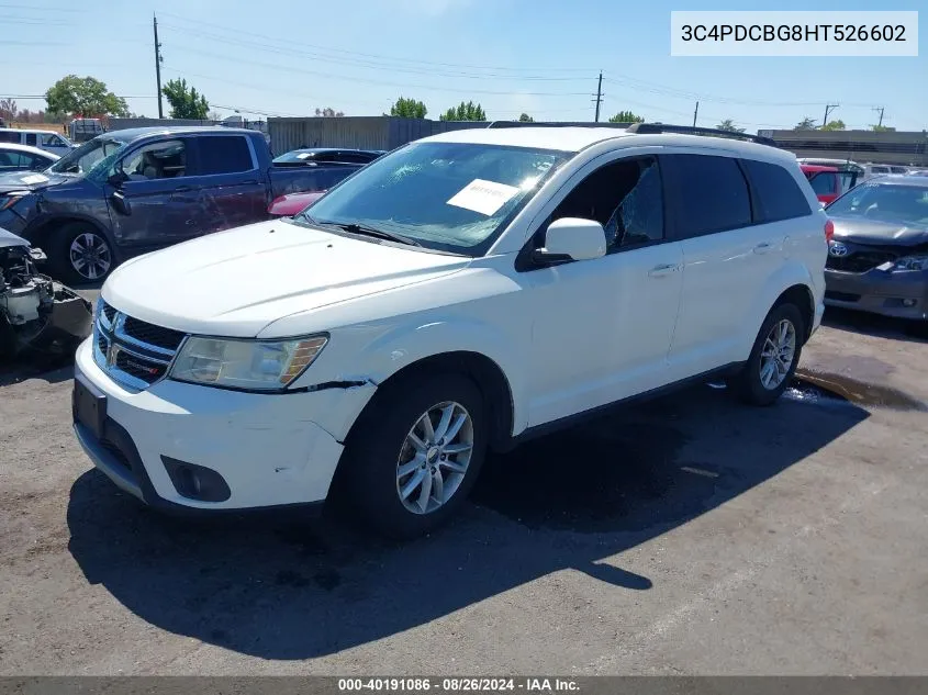 2017 Dodge Journey Sxt VIN: 3C4PDCBG8HT526602 Lot: 40191086