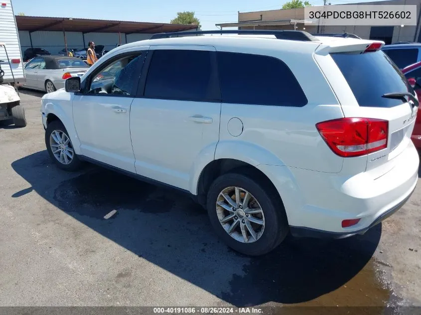 2017 Dodge Journey Sxt VIN: 3C4PDCBG8HT526602 Lot: 40191086