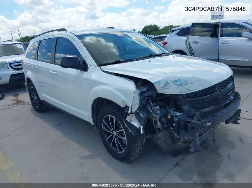 2017 Dodge Journey Se VIN: 3C4PDCAB7HT576848 Lot: 40203375