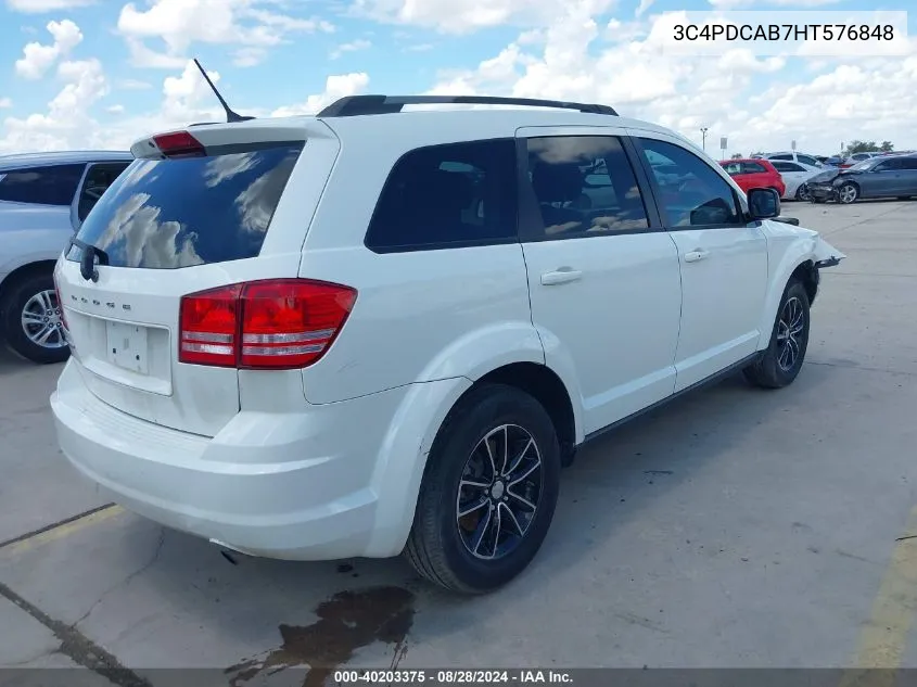 2017 Dodge Journey Se VIN: 3C4PDCAB7HT576848 Lot: 40203375