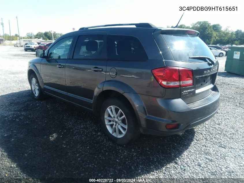 2017 Dodge Journey Sxt Awd VIN: 3C4PDDBG9HT615651 Lot: 40228722