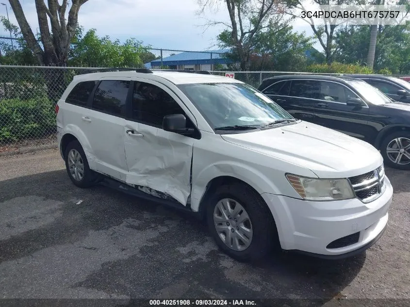 2017 Dodge Journey Se VIN: 3C4PDCAB6HT675757 Lot: 40251908