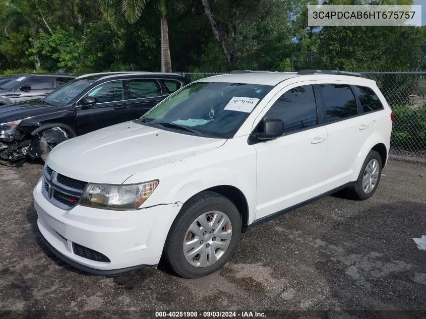 2017 Dodge Journey Se VIN: 3C4PDCAB6HT675757 Lot: 40251908