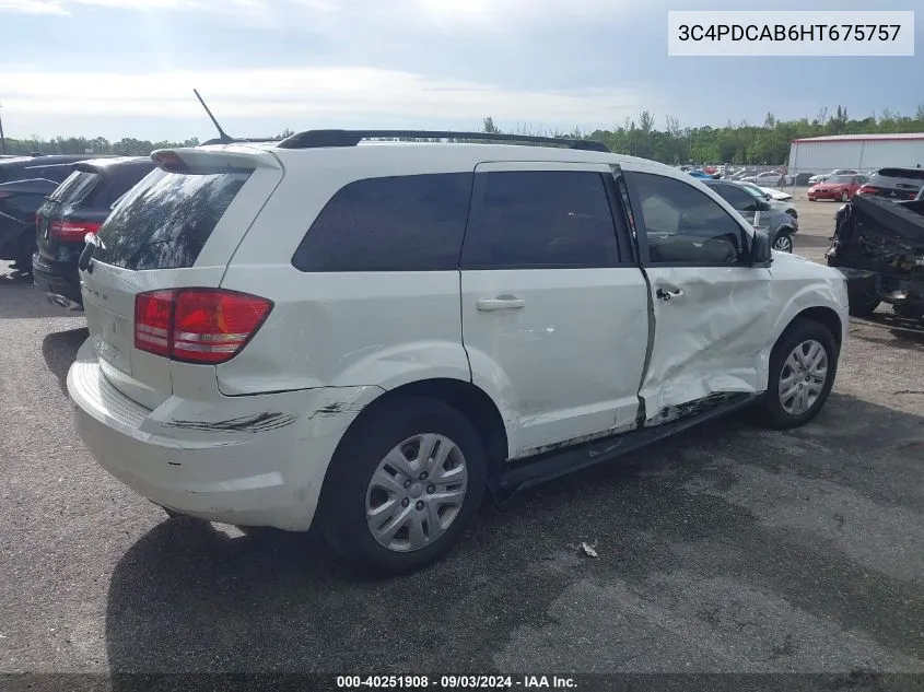 2017 Dodge Journey Se VIN: 3C4PDCAB6HT675757 Lot: 40251908