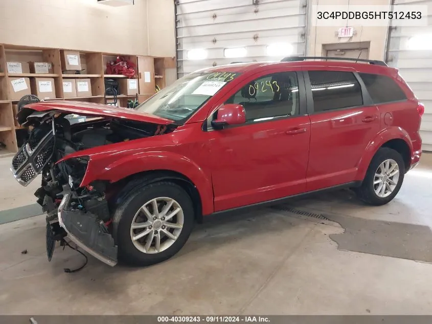 2017 Dodge Journey Sxt Awd VIN: 3C4PDDBG5HT512453 Lot: 40309243