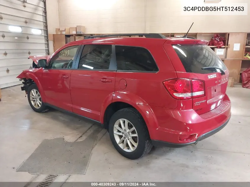 2017 Dodge Journey Sxt Awd VIN: 3C4PDDBG5HT512453 Lot: 40309243