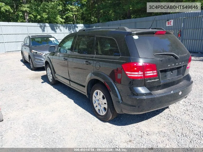 2017 Dodge Journey Se VIN: 3C4PDCAB0HT549846 Lot: 40314754