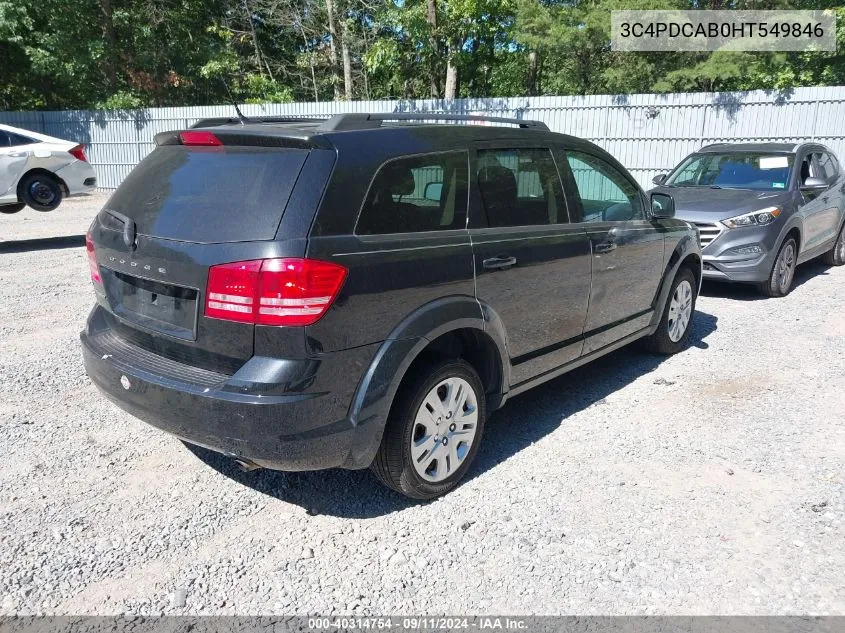 2017 Dodge Journey Se VIN: 3C4PDCAB0HT549846 Lot: 40314754