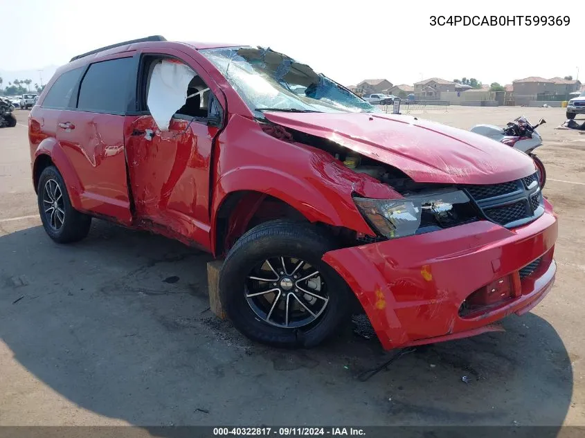 2017 Dodge Journey Se VIN: 3C4PDCAB0HT599369 Lot: 40322817