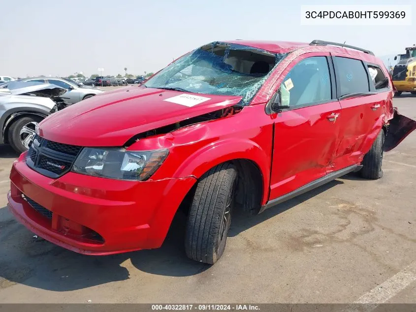 2017 Dodge Journey Se VIN: 3C4PDCAB0HT599369 Lot: 40322817