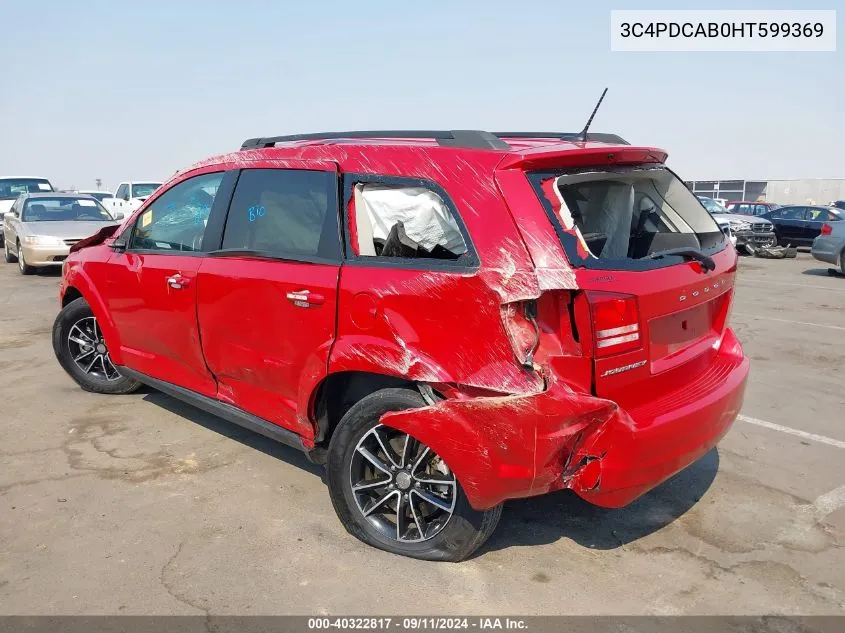 2017 Dodge Journey Se VIN: 3C4PDCAB0HT599369 Lot: 40322817