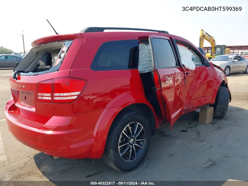 2017 Dodge Journey Se VIN: 3C4PDCAB0HT599369 Lot: 40322817