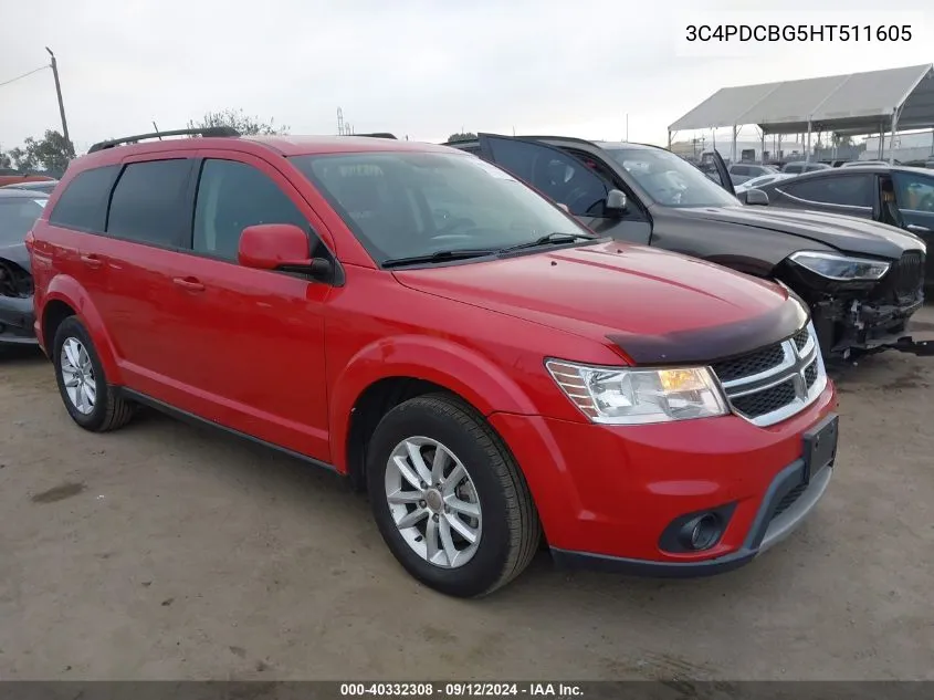 2017 Dodge Journey Sxt VIN: 3C4PDCBG5HT511605 Lot: 40332308