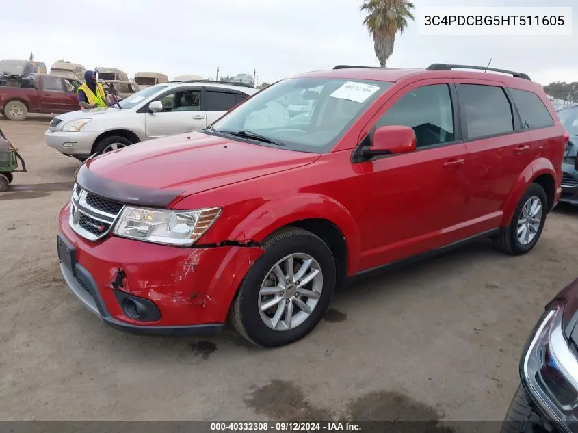 2017 Dodge Journey Sxt VIN: 3C4PDCBG5HT511605 Lot: 40332308