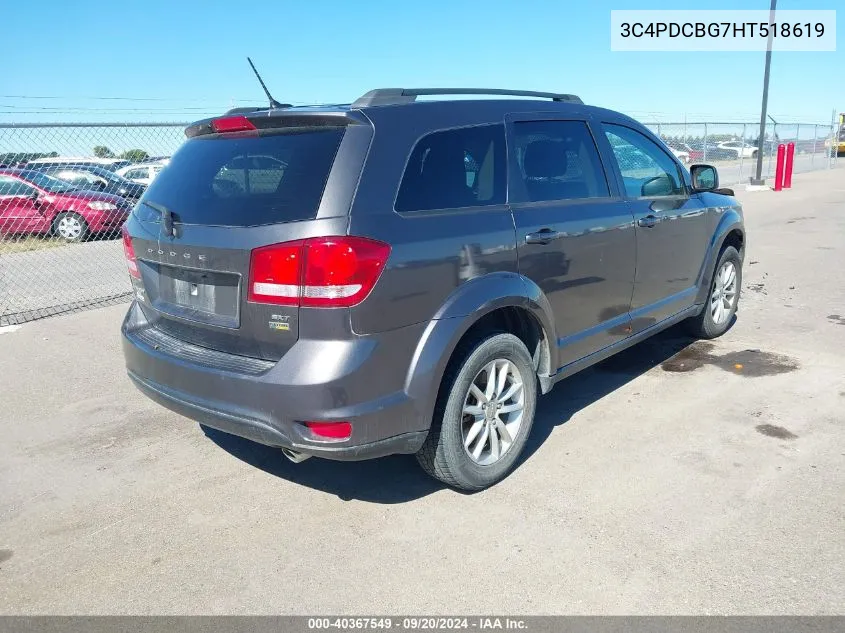 2017 Dodge Journey Sxt VIN: 3C4PDCBG7HT518619 Lot: 40367549