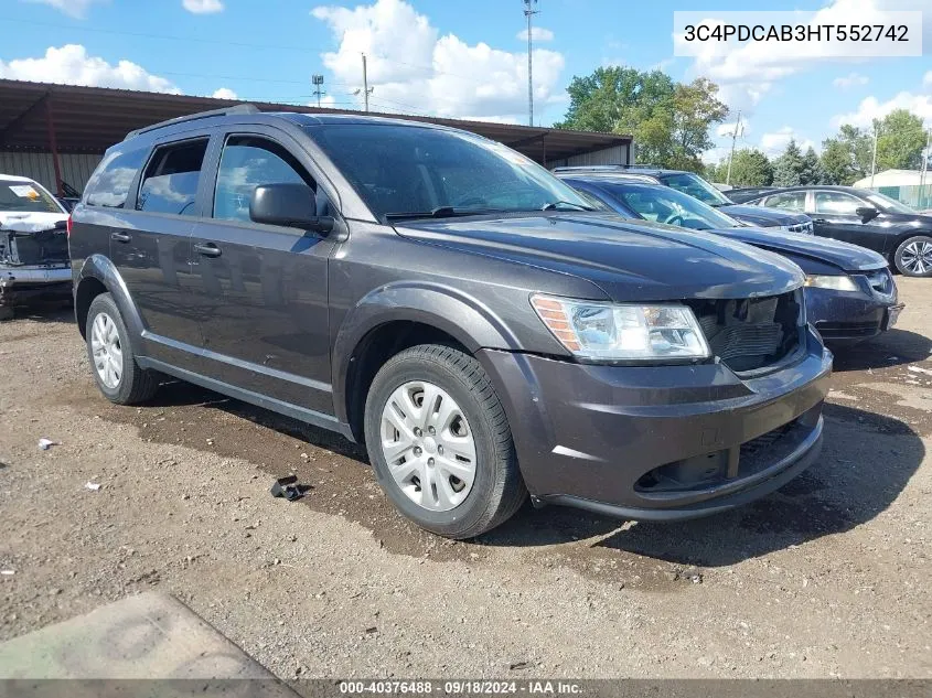 2017 Dodge Journey Se VIN: 3C4PDCAB3HT552742 Lot: 40376488