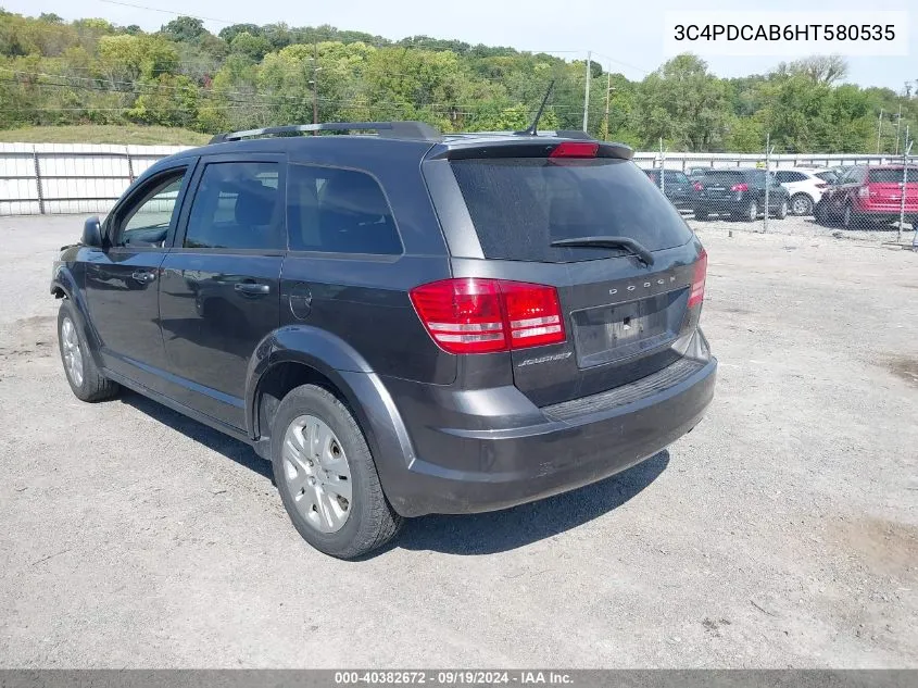 2017 Dodge Journey Se VIN: 3C4PDCAB6HT580535 Lot: 40382672