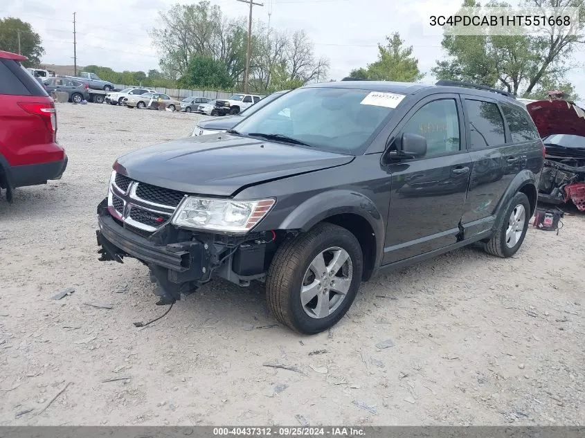 2017 Dodge Journey Se VIN: 3C4PDCAB1HT551668 Lot: 40437312