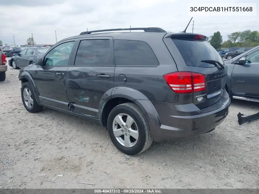 2017 Dodge Journey Se VIN: 3C4PDCAB1HT551668 Lot: 40437312