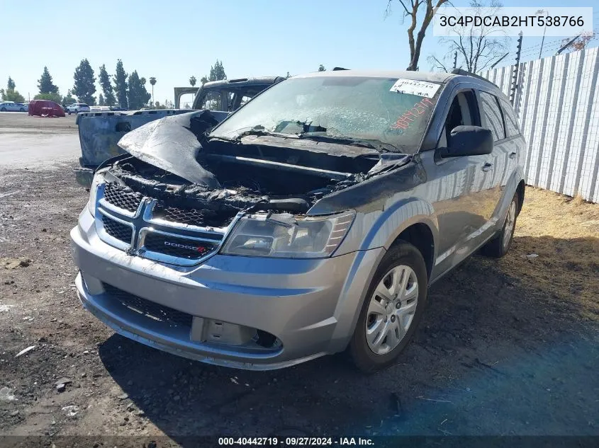 2017 Dodge Journey Se VIN: 3C4PDCAB2HT538766 Lot: 40442719