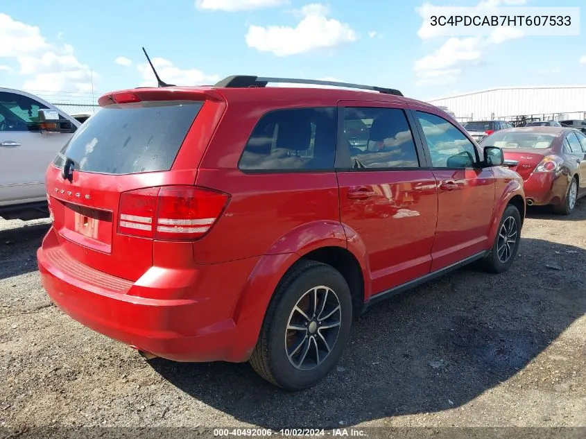 2017 Dodge Journey Se VIN: 3C4PDCAB7HT607533 Lot: 40492006