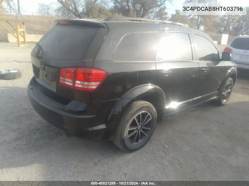 2017 Dodge Journey Se VIN: 3C4PDCAB8HT603796 Lot: 40521259