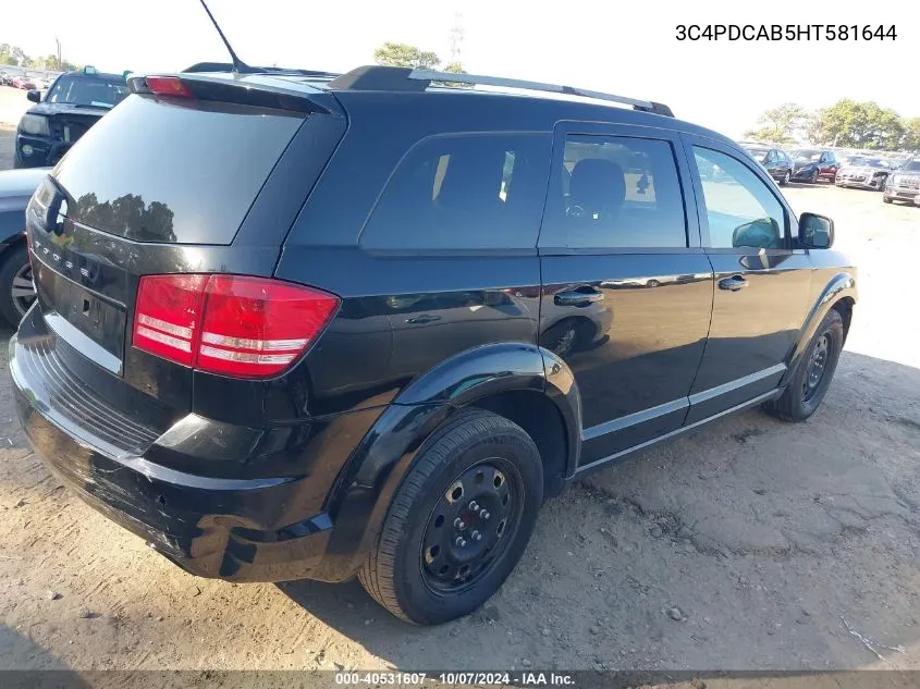 2017 Dodge Journey Se VIN: 3C4PDCAB5HT581644 Lot: 40531607