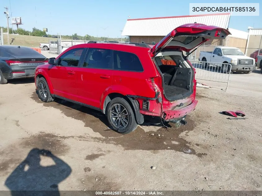 2017 Dodge Journey Se VIN: 3C4PDCAB6HT585136 Lot: 40582507