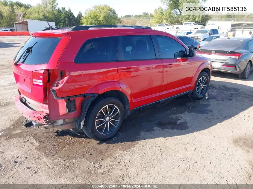 2017 Dodge Journey Se VIN: 3C4PDCAB6HT585136 Lot: 40582507