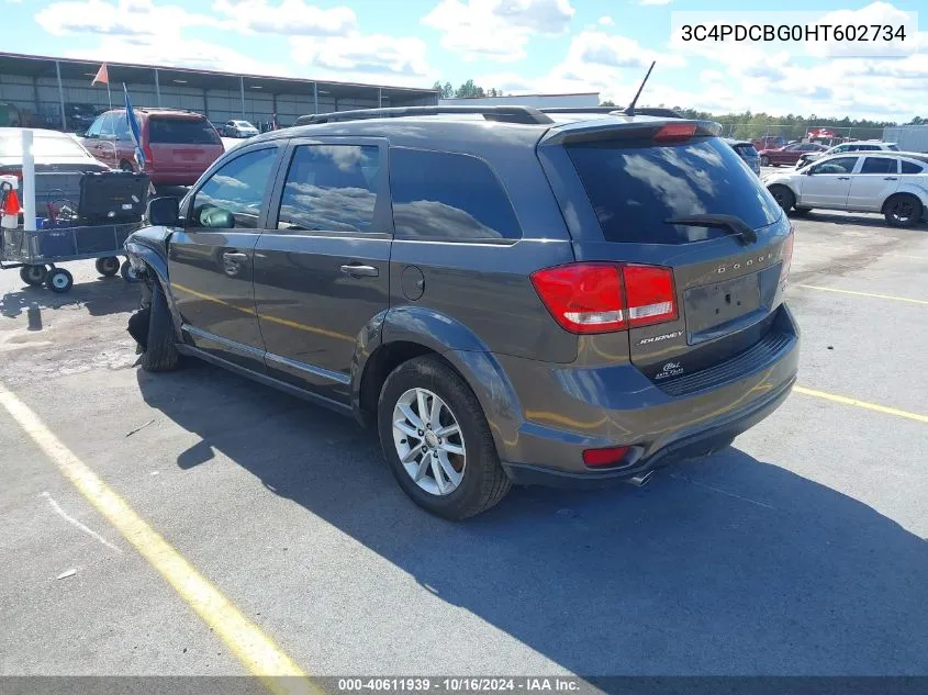 2017 Dodge Journey Sxt VIN: 3C4PDCBG0HT602734 Lot: 40611939