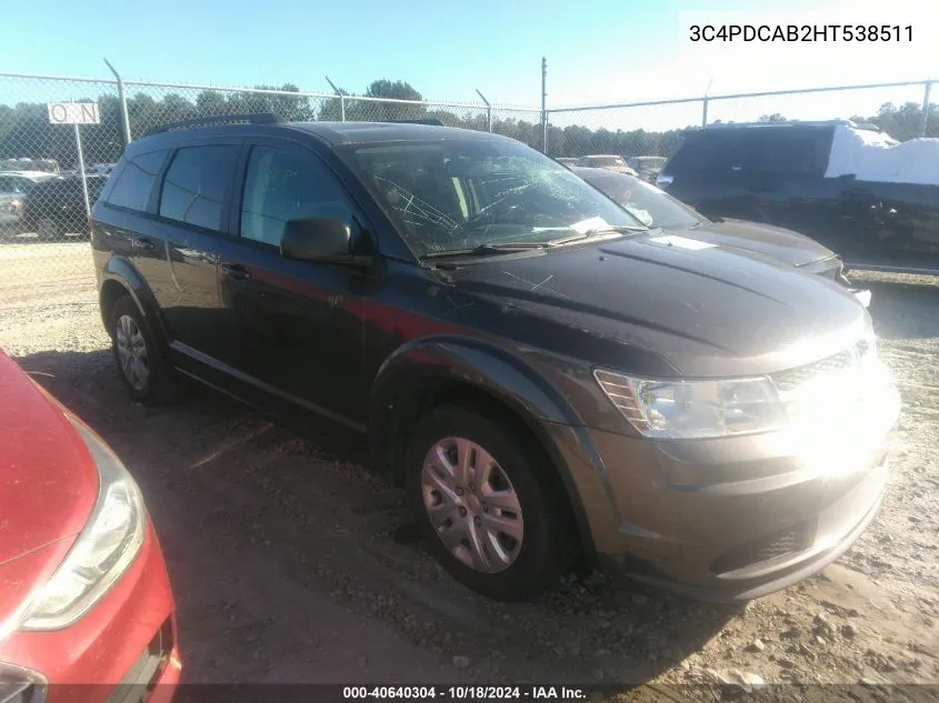 2017 Dodge Journey Se VIN: 3C4PDCAB2HT538511 Lot: 40640304